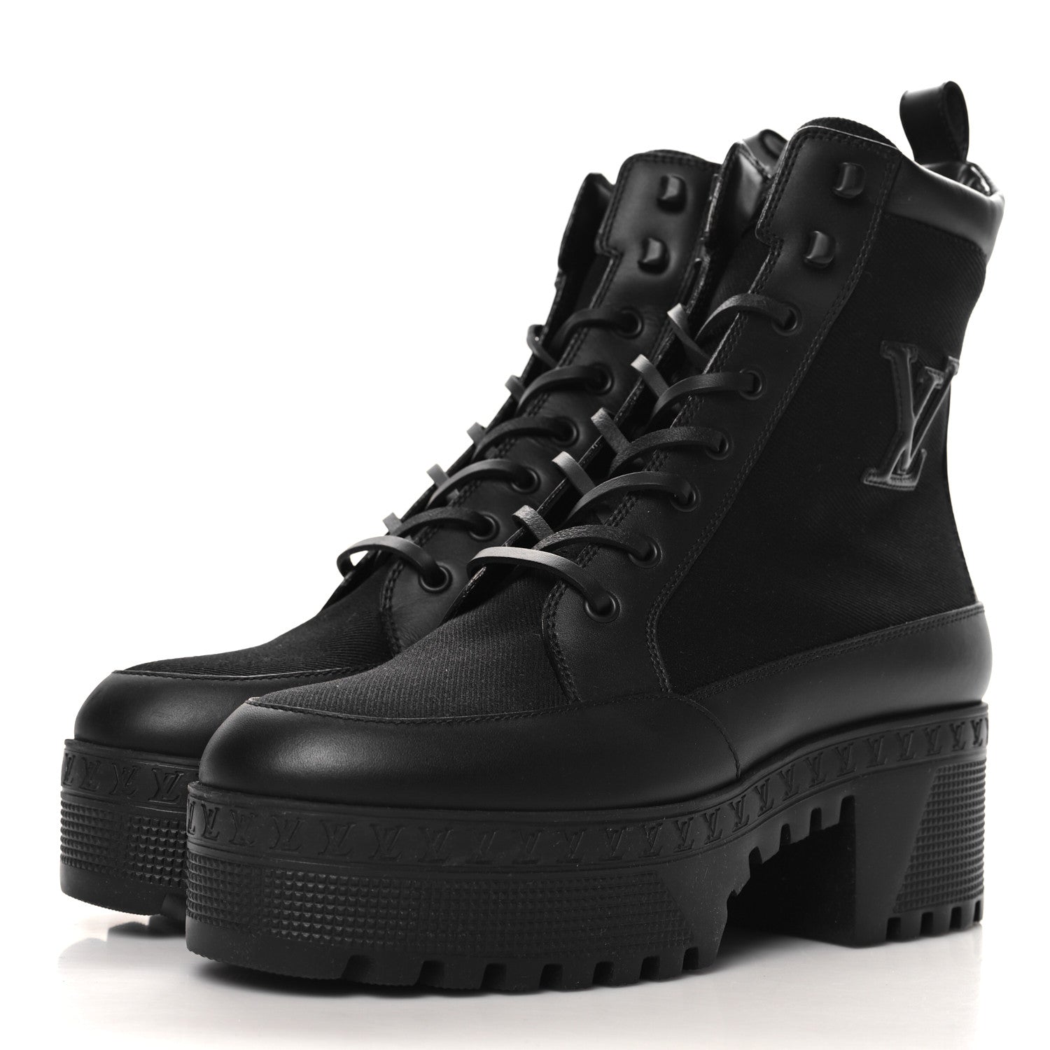 Louis Vuitton Canvas Monogram Laureate Platform Desert Boots 37.5 Black 4 of 9