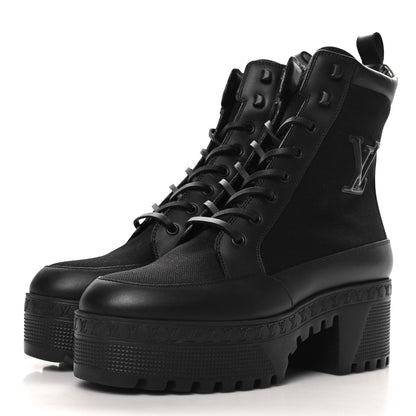 Louis Vuitton Canvas Monogram Laureate Platform Desert Boots 37.5 Black 4 of 9
