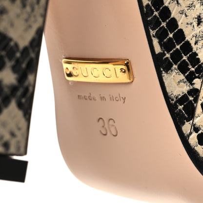 Gucci Calfskin Snakeskin Print Horsebit Platform 35/120mm Slingback Pumps 36 Beige Avana 6 of 8
