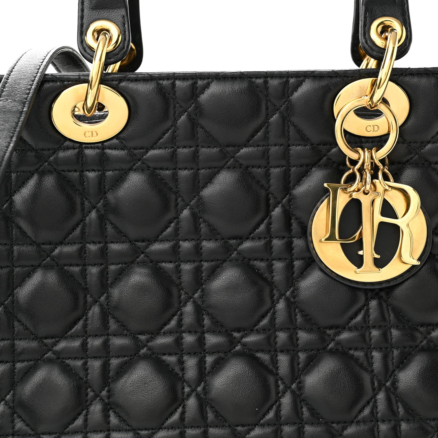 Christian Dior Lambskin Cannage Medium Lady Dior Black 8 of 10