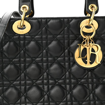 Christian Dior Lambskin Cannage Medium Lady Dior Black 8 of 10