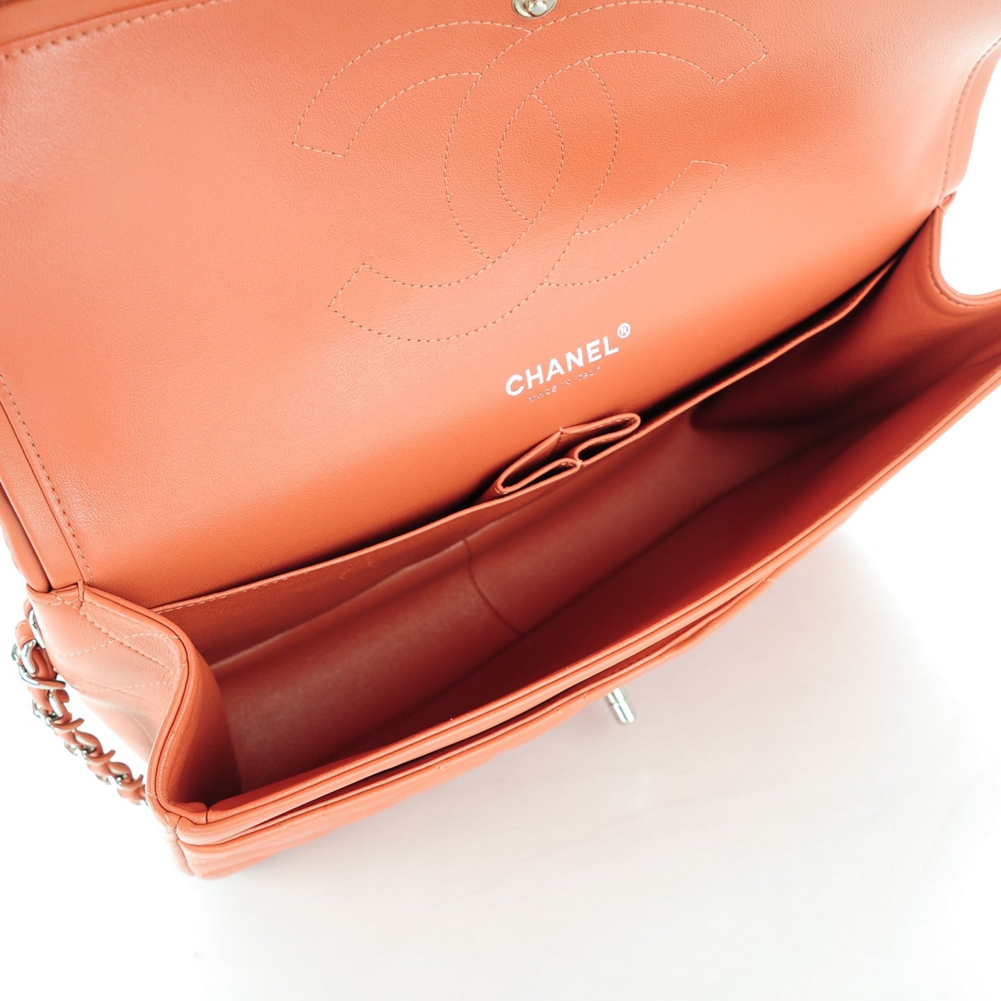 Lambskin Quilted Jumbo Double Flap Coral