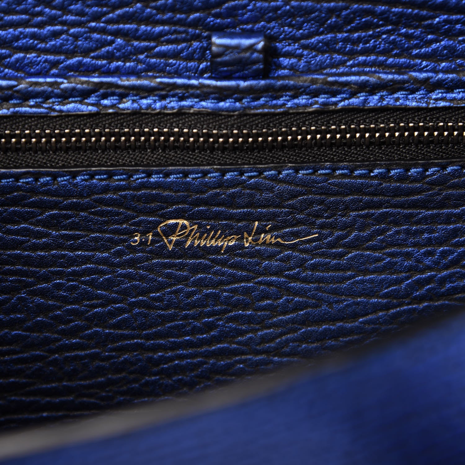 3.1 Phillip Lim Metallic Textured Calfskin Mini Pashli Satchel Electric Blue 8 of 9