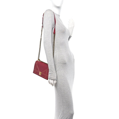 Christian Dior Calfskin Studded Small Diorama Flap Bag Burgundy 2 of 10