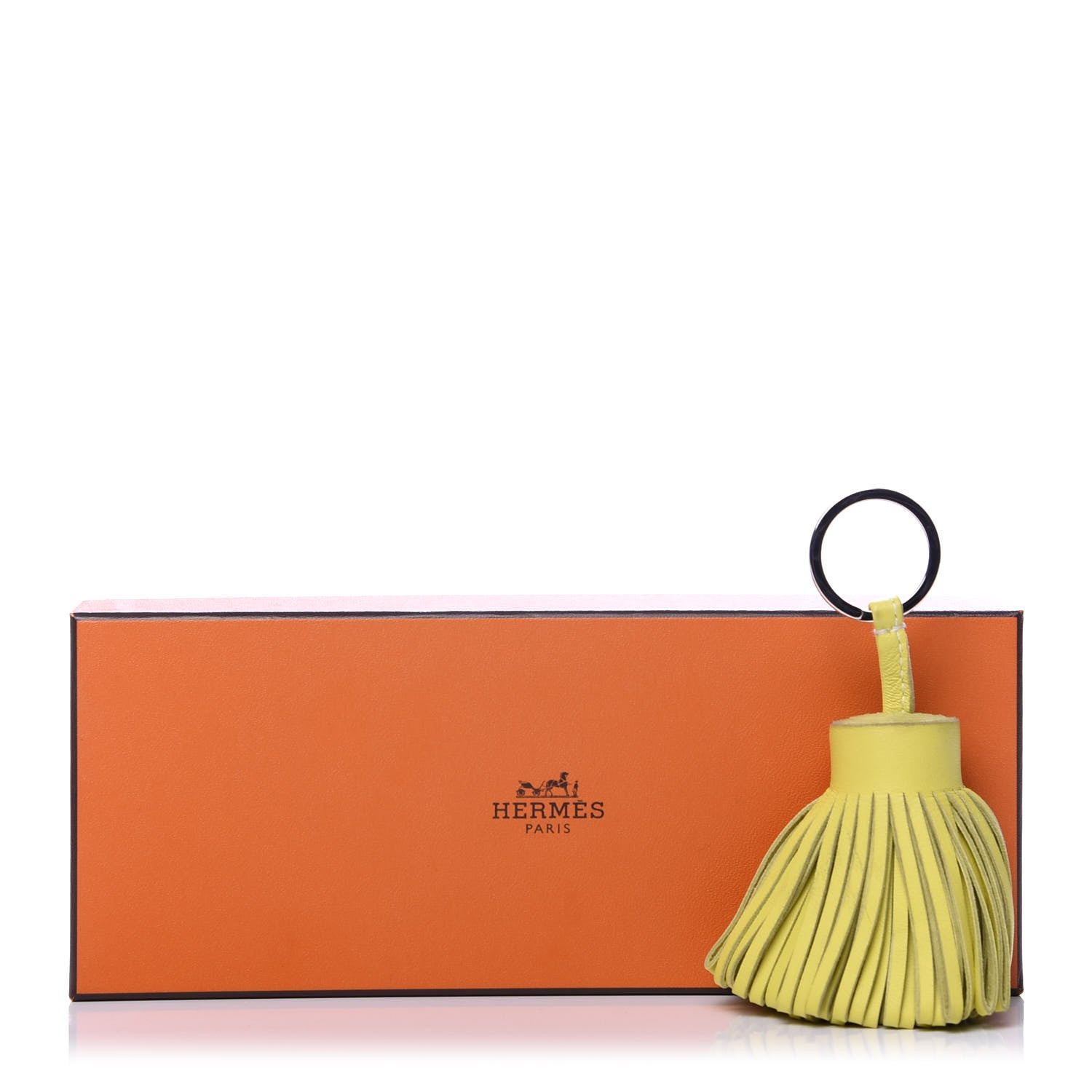 Hermes Lambskin Carmen Tassel Key Holder Lime 3 of 3
