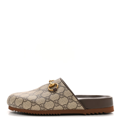Gucci GG Supreme Monogram Miro Soft Calfskin Womens Horsebit Slippers 36 Beige Ebony New Acero 1 of 11