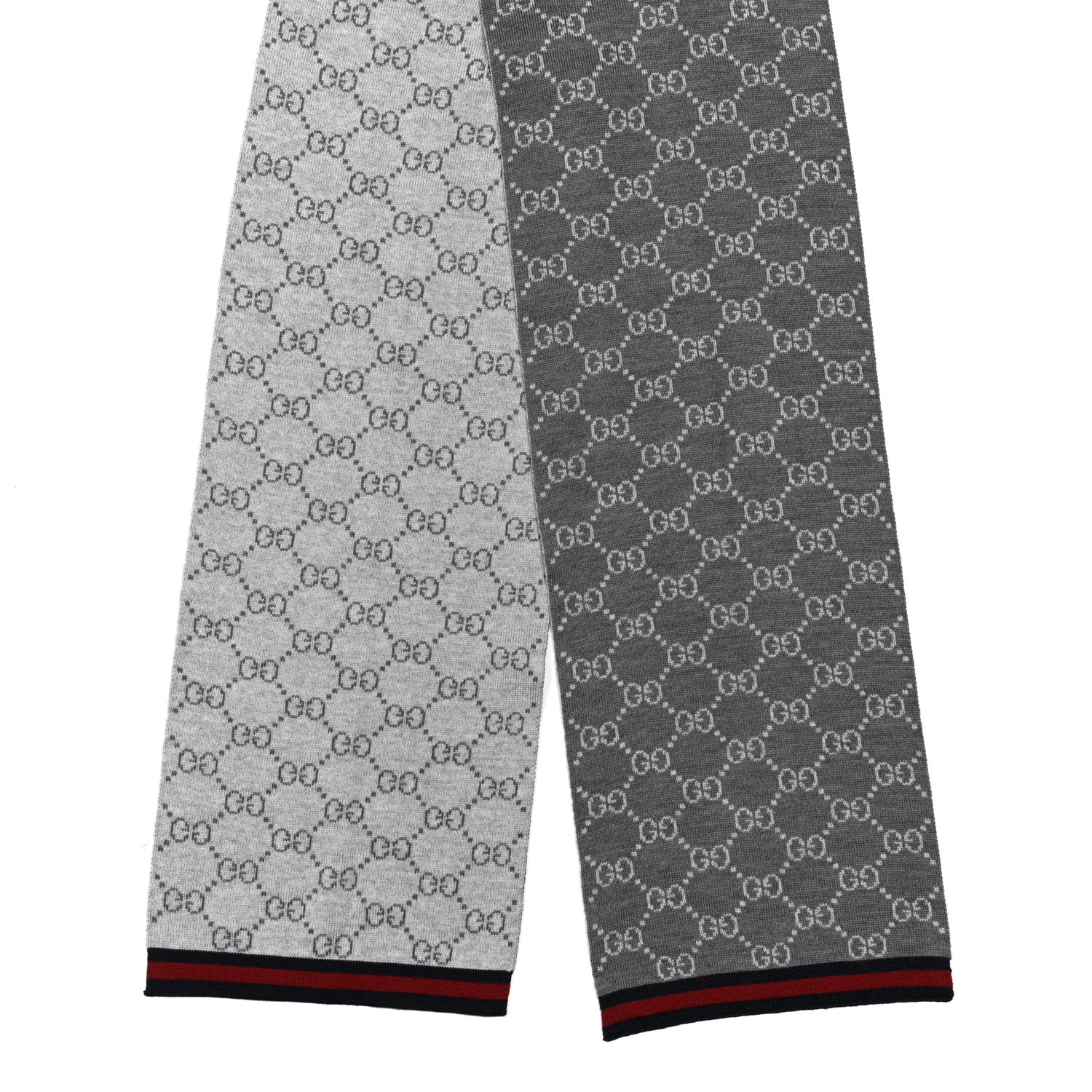 Gucci Wool Tricot GG Monogram Web Solange Scarf Graphite Light Grey 2 of 3