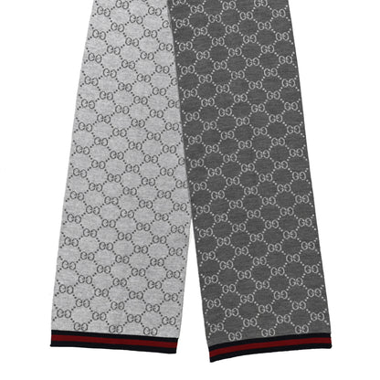 Gucci Wool Tricot GG Monogram Web Solange Scarf Graphite Light Grey 2 of 3