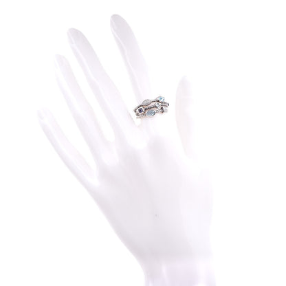 David Yurman Sterling Silver Diamond Iolite Topaz Confetti 3 Row Ring 52 6 2 of 5
