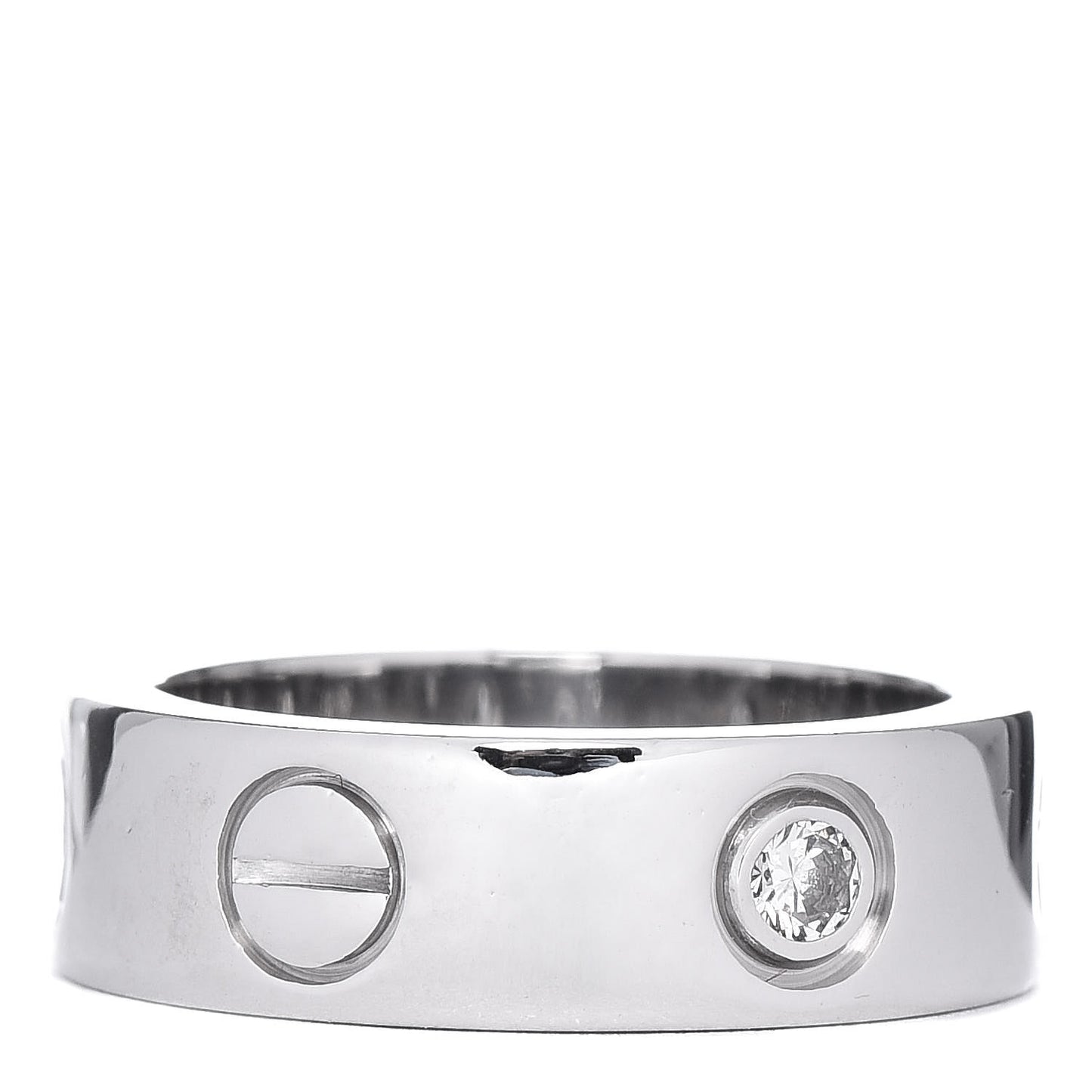 18K White Gold 3 Diamond 5.5mm LOVE Ring 47 4.25