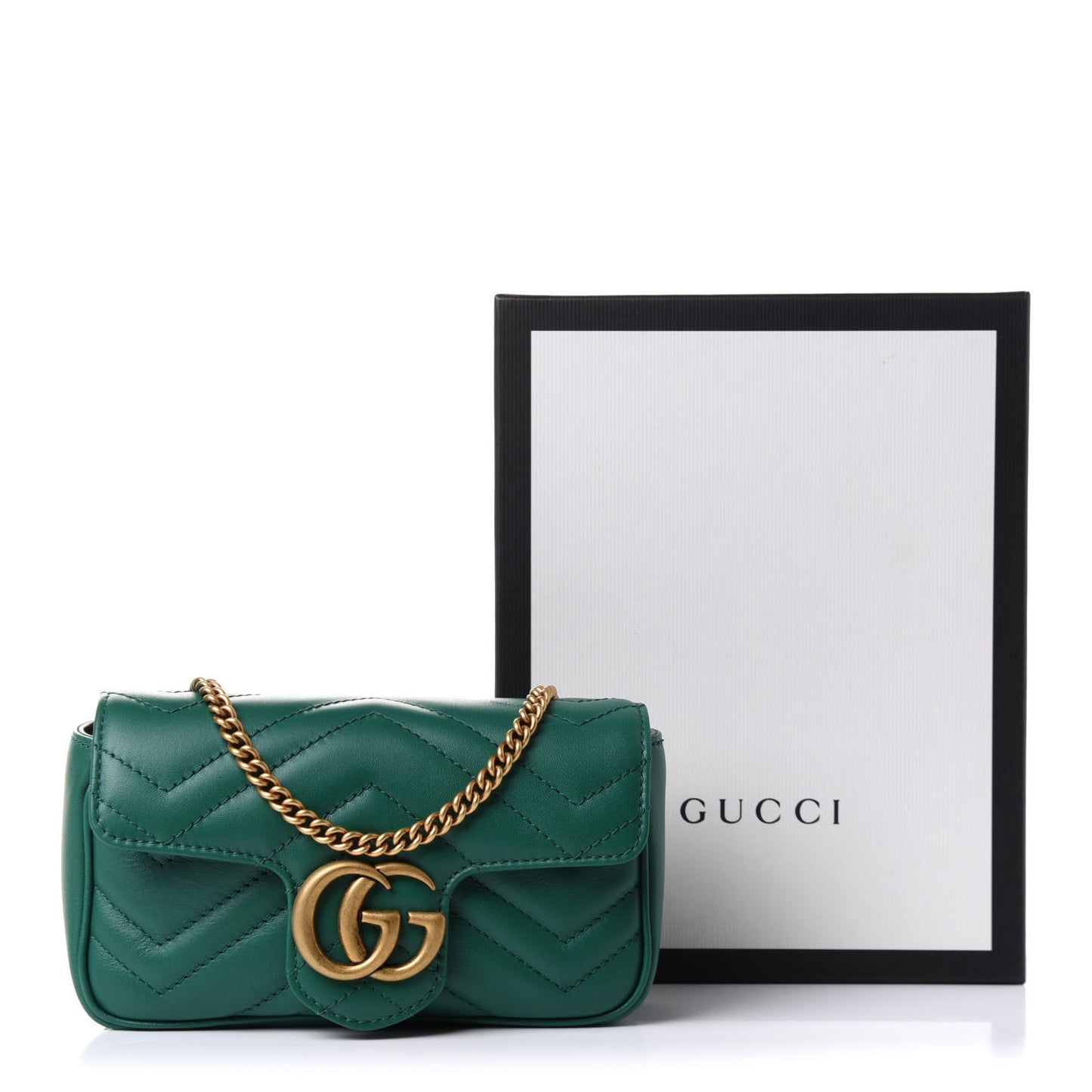 Calfskin Matelasse Super Mini GG Marmont Shoulder Bag Emerald Green