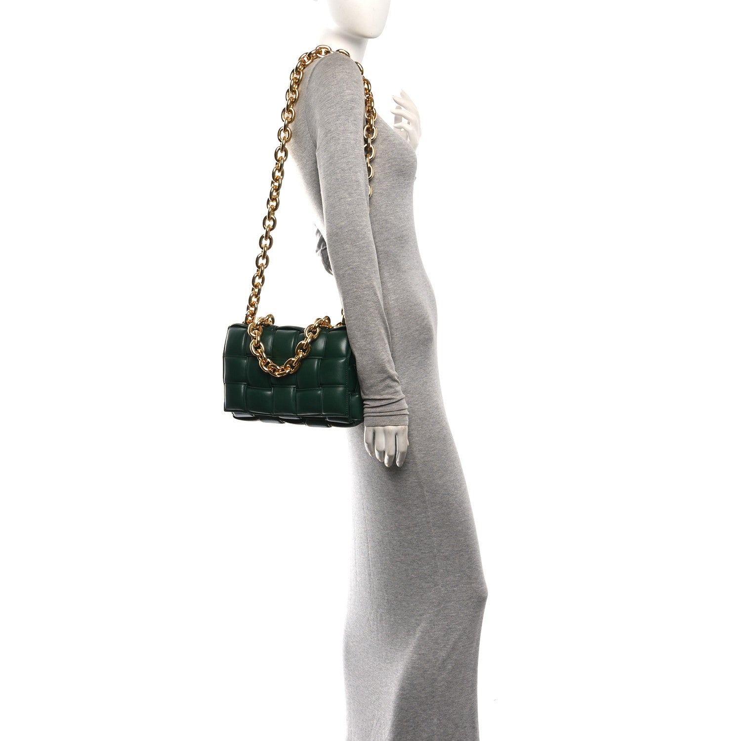 Bottega Veneta Lambskin Maxi Intreccio Padded Chain Cassette Crossbody Bag Raintree 2 of 12