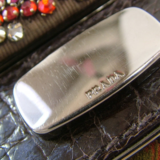 Plaid Antic Jeweled Shoulder Bag Green