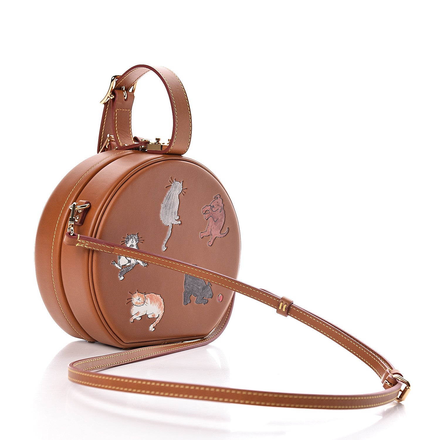 Louis Vuitton Calfskin Catogram Petite Boite Chapeau Tan 4 of 12