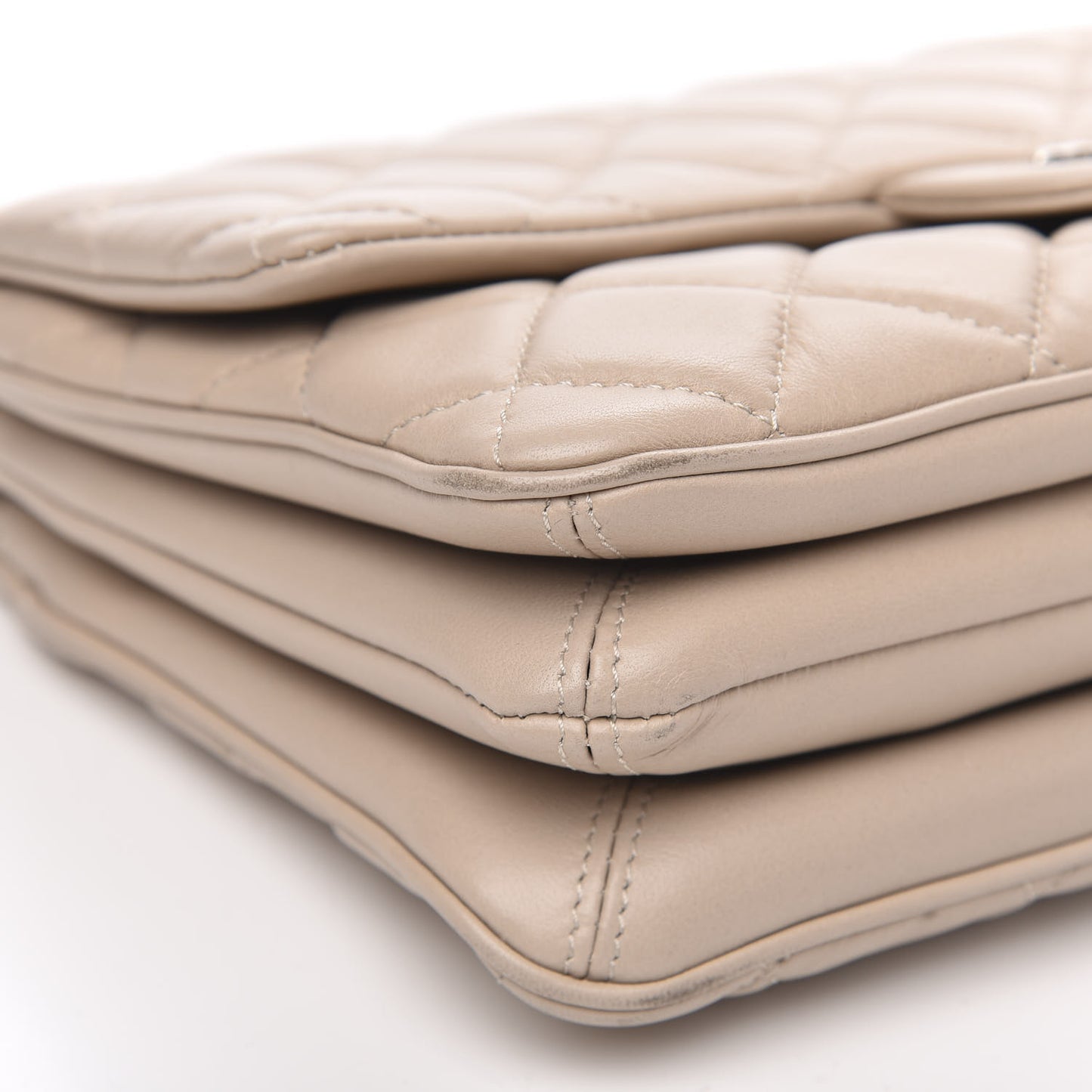 Calfskin Quilted Tender Touch Flap Bag Beige