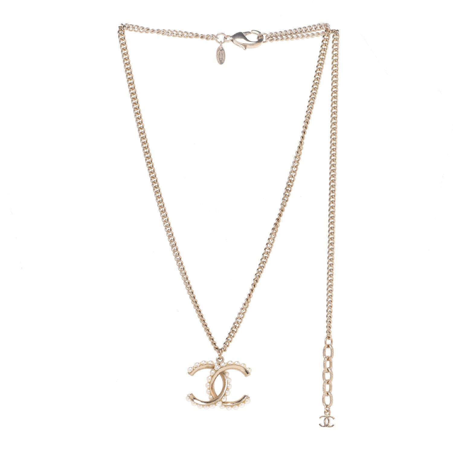 Chanel Pearl Twisted CC Pendant Necklace Gold 3 of 6