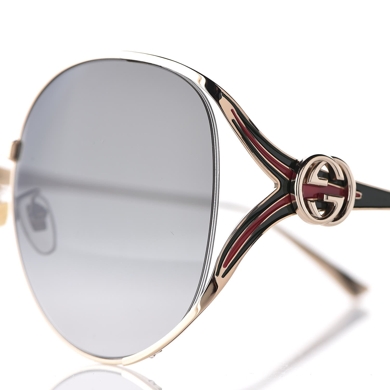 Gucci Metal Oversized Round Frame GG0225S Sunglasses Gold 8 of 9