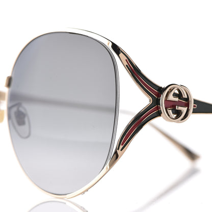 Gucci Metal Oversized Round Frame GG0225S Sunglasses Gold 8 of 9