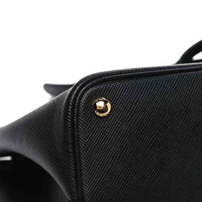 Prada Saffiano Cuir Small Double Bag Black Fuoco 10 of 14