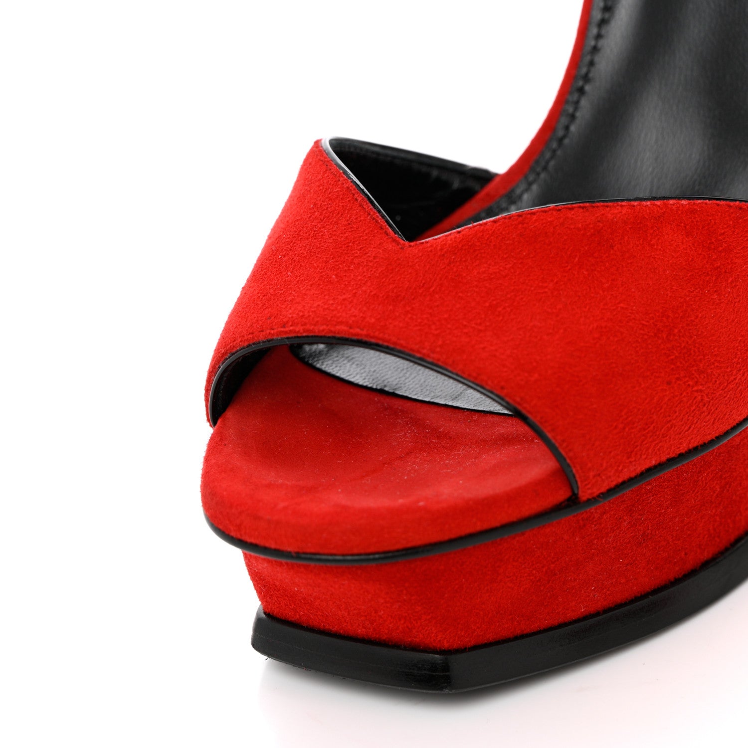 Saint Laurent Kid Scamosciato Tribute 105 Open Toe Platform Sandals 37.5 Rouge Eros 9 of 14