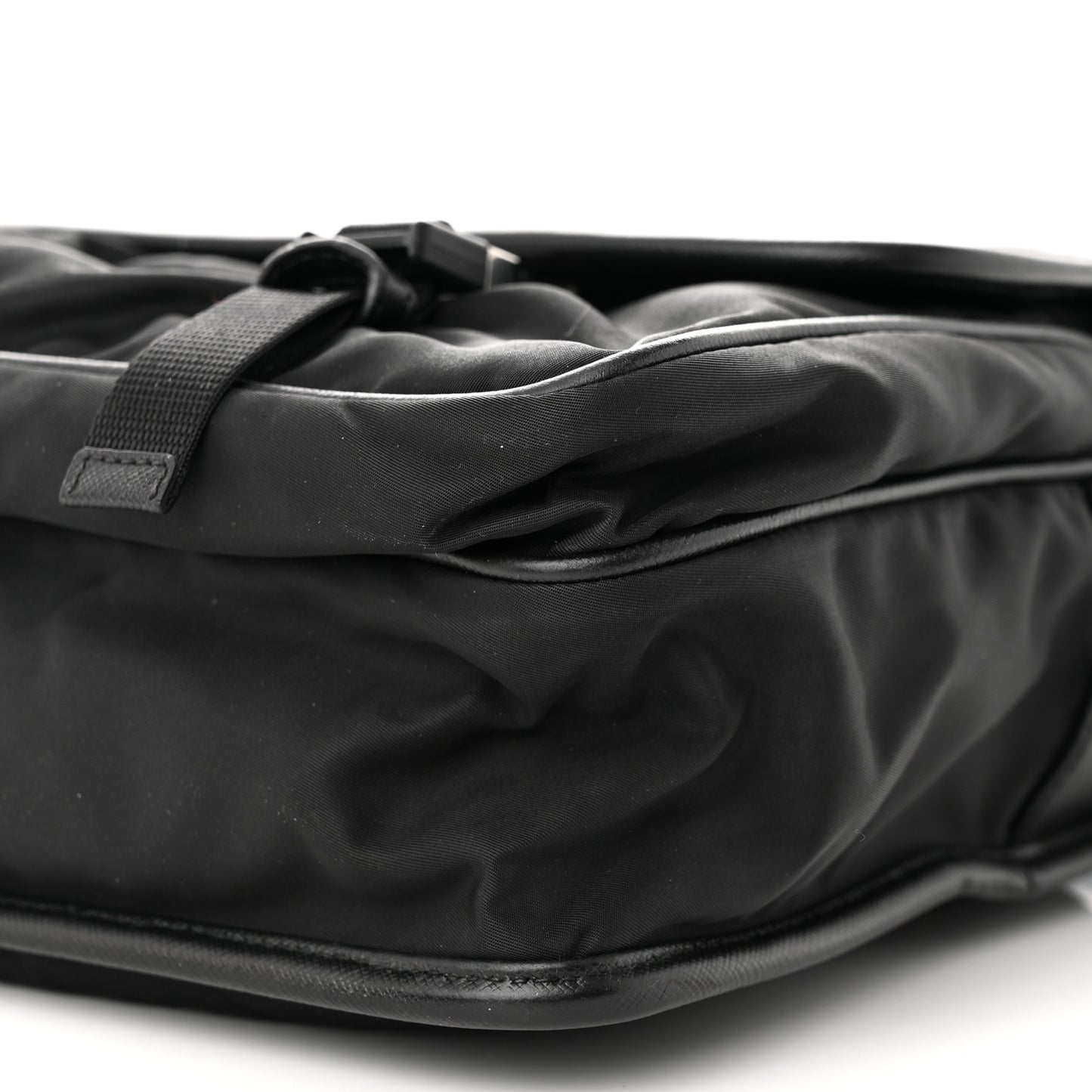Tessuto Nylon Saffiano Large Double Snap Buckle Messenger Bag Black