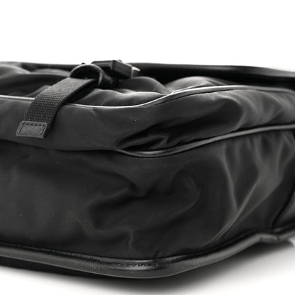 Prada Tessuto Nylon Saffiano Large Double Snap Buckle Messenger Bag Black 10 of 11