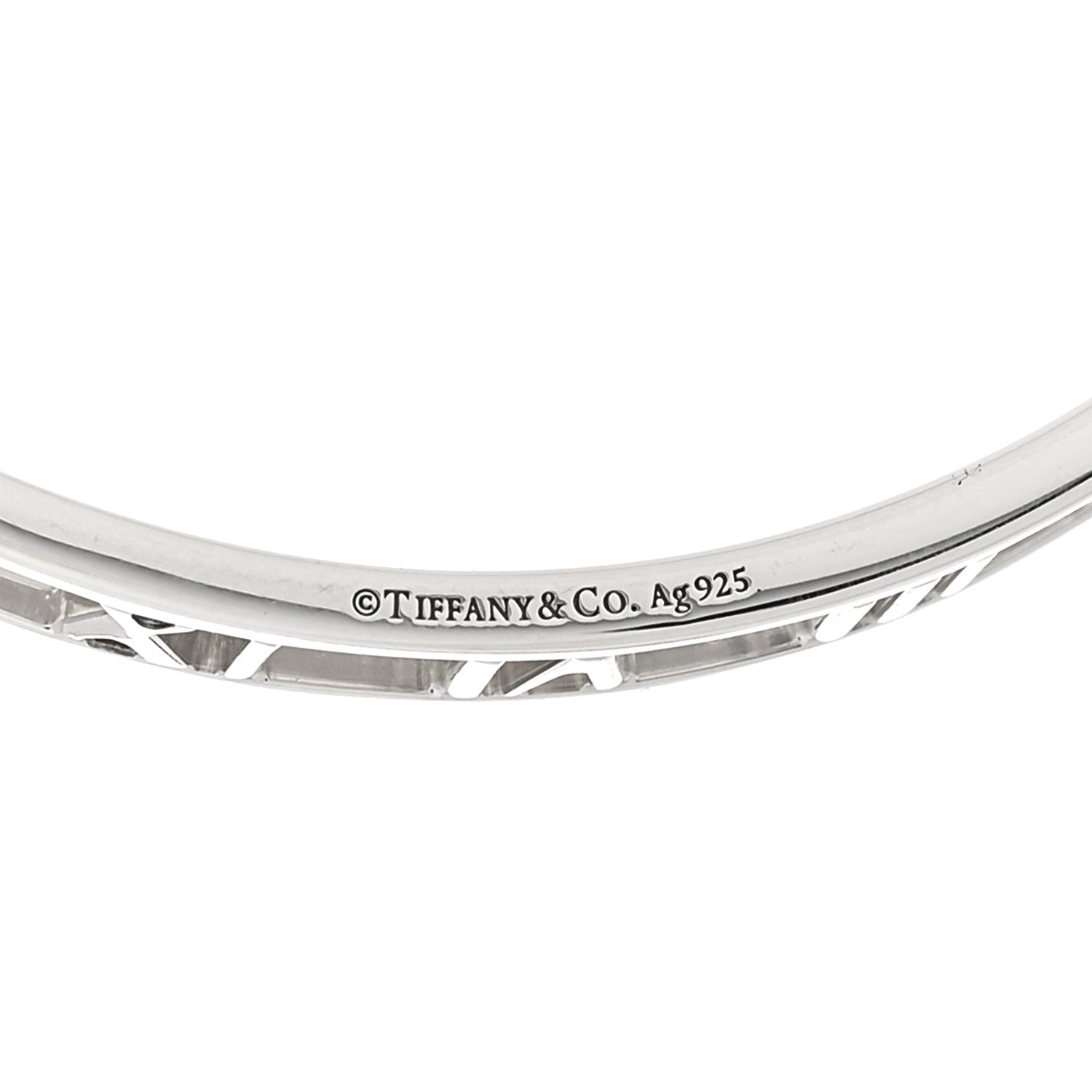 Tiffany Sterling Silver Narrow Atlas Open Bangle Bracelet 3 of 4