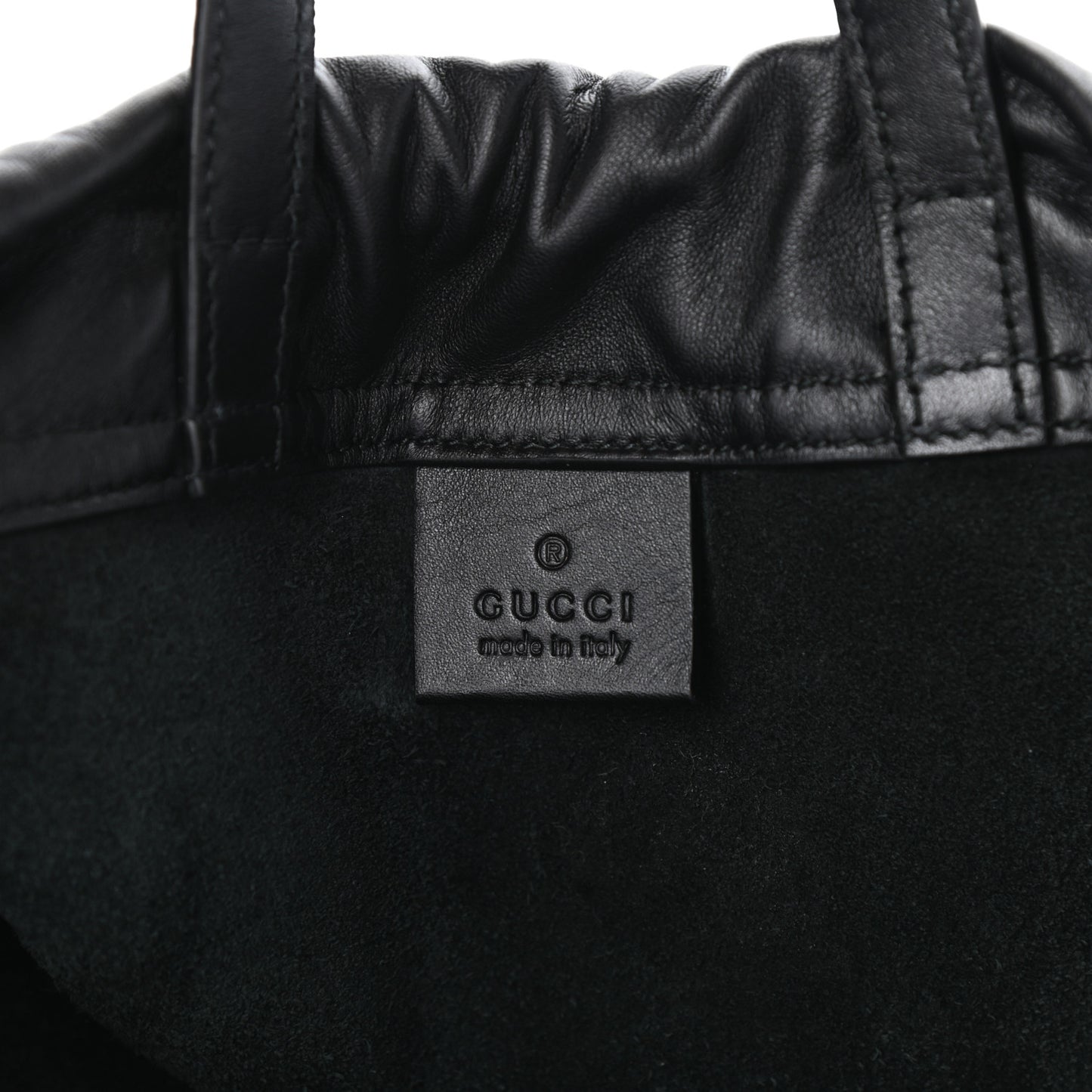 Calfskin Logo Drawstring Backpack Black
