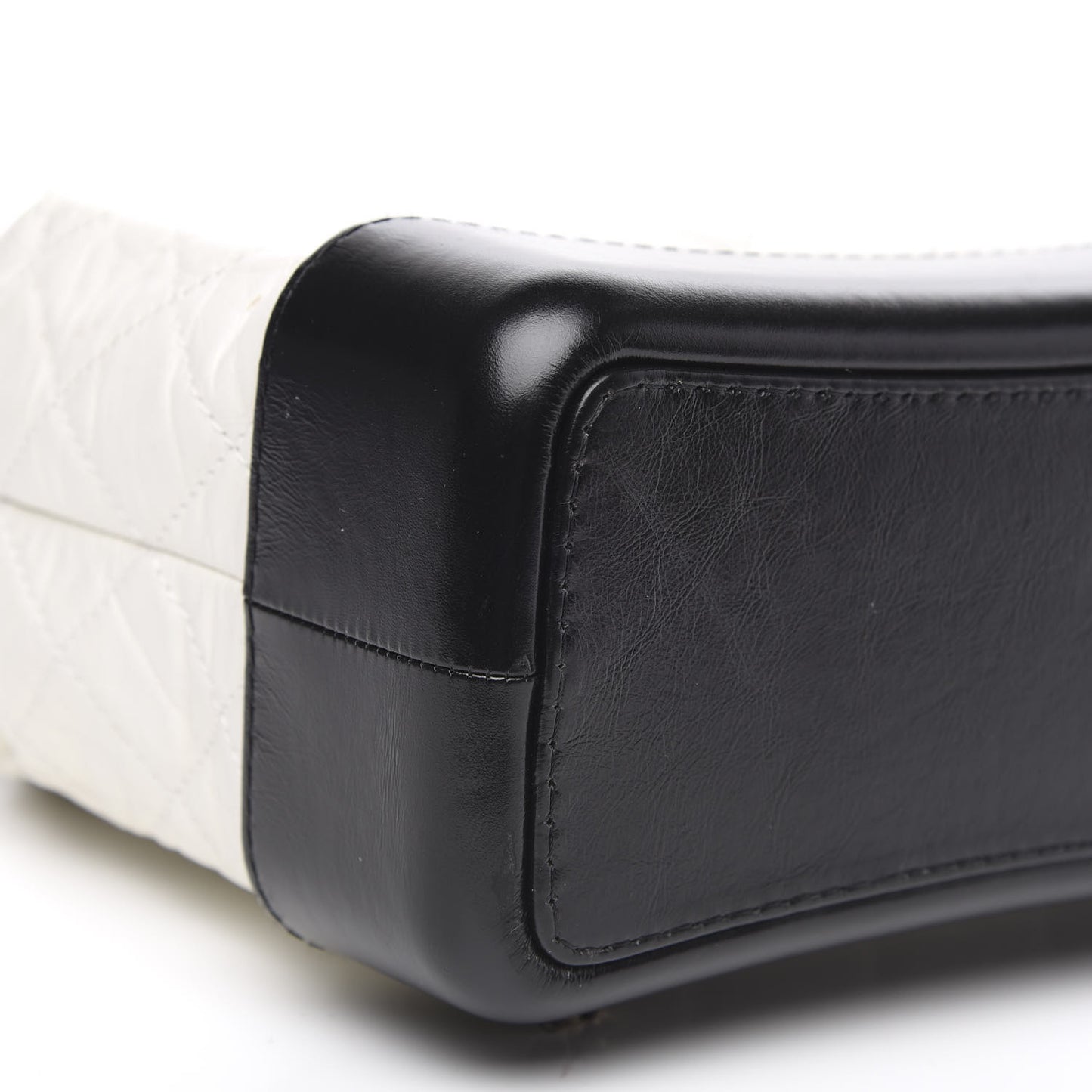 Aged Calfskin Quilted Gabrielle Backpack Black White