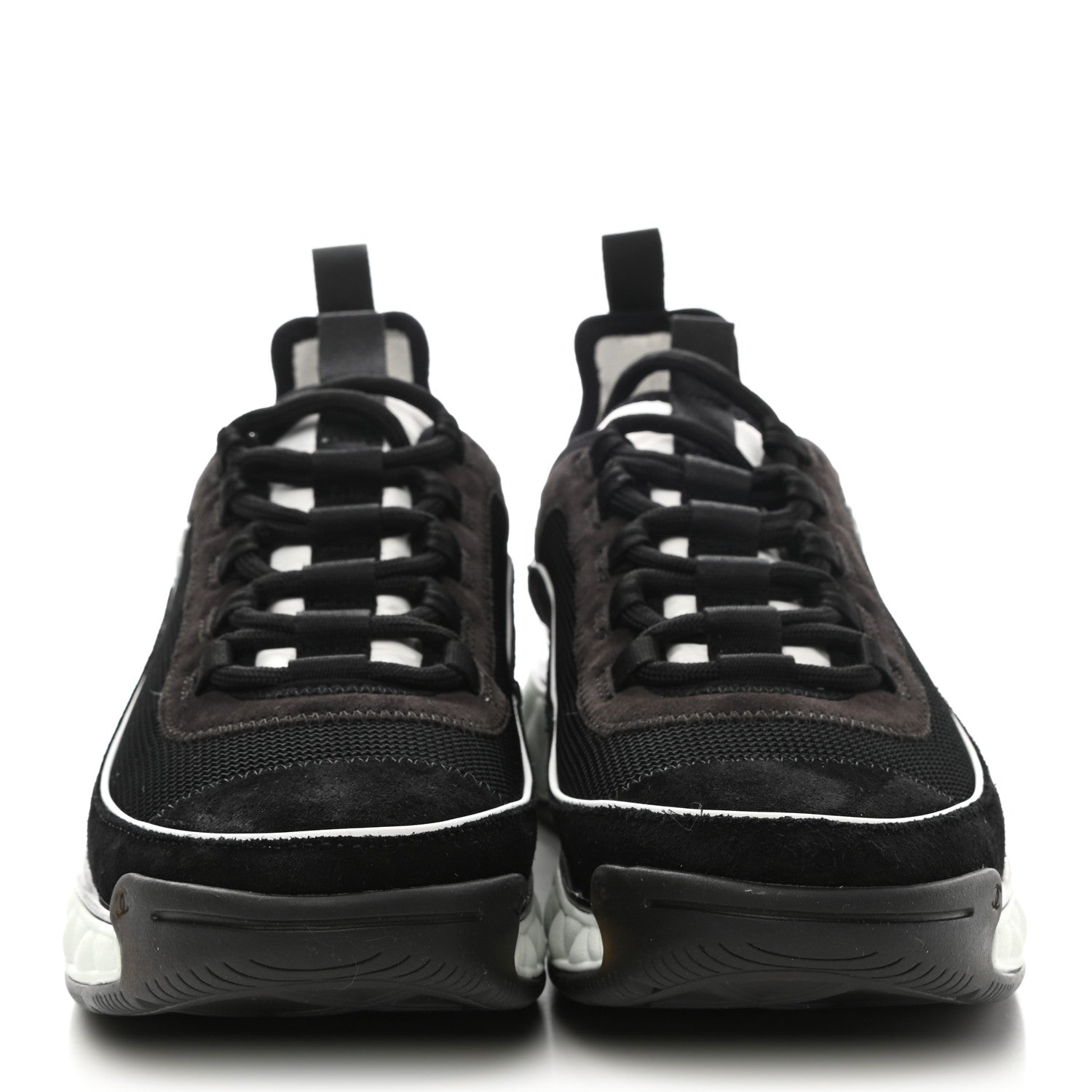 Chanel Fabric Suede CC Sneakers 39.5 Black Dark Grey 2 of 9