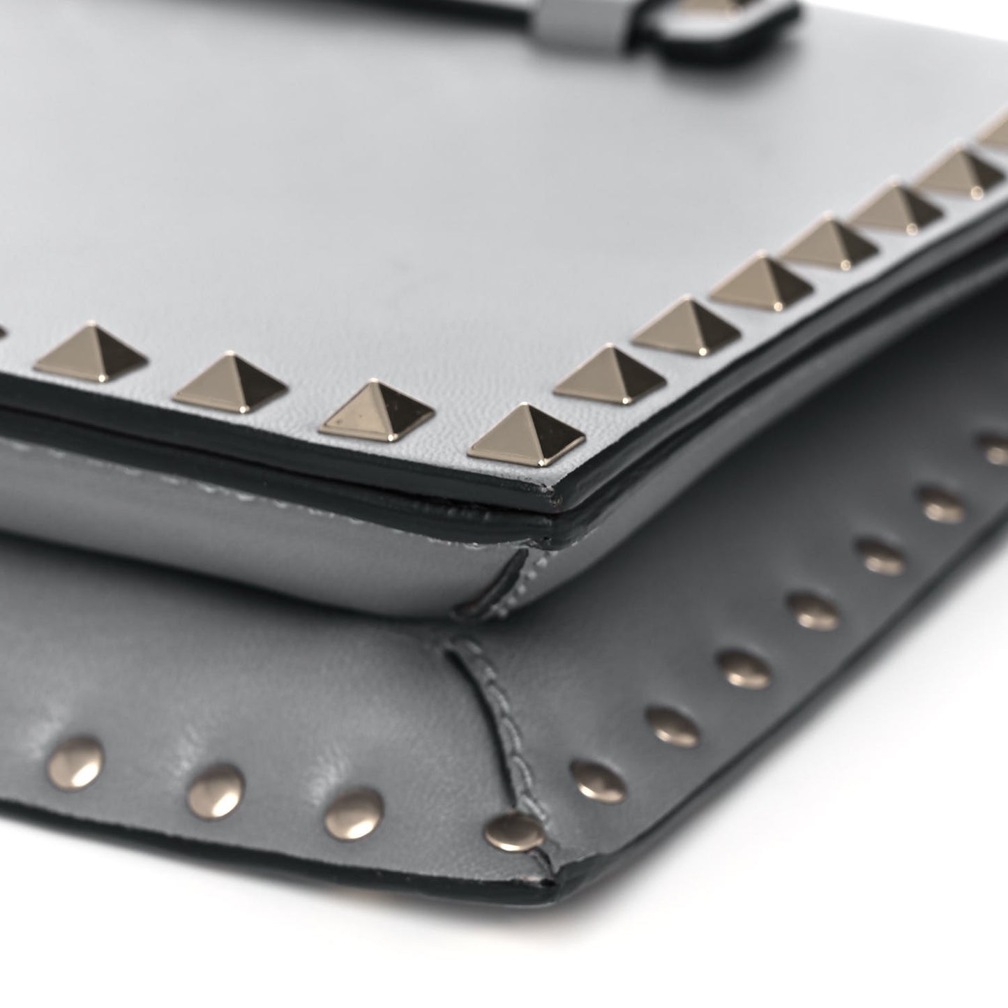 Nappa Rockstud Wristlet Clutch Light Stone