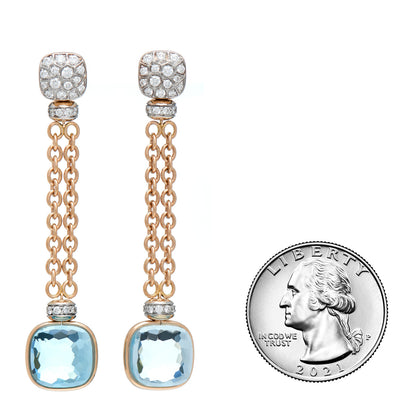 Pomellato 18K Rose Gold Diamond Blue Topaz Nudo Drop Earrings 2 of 4