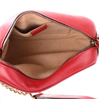 Gucci Calfskin Matelasse Small GG Marmont Chain Shoulder Bag Hibiscus Red 5 of 10