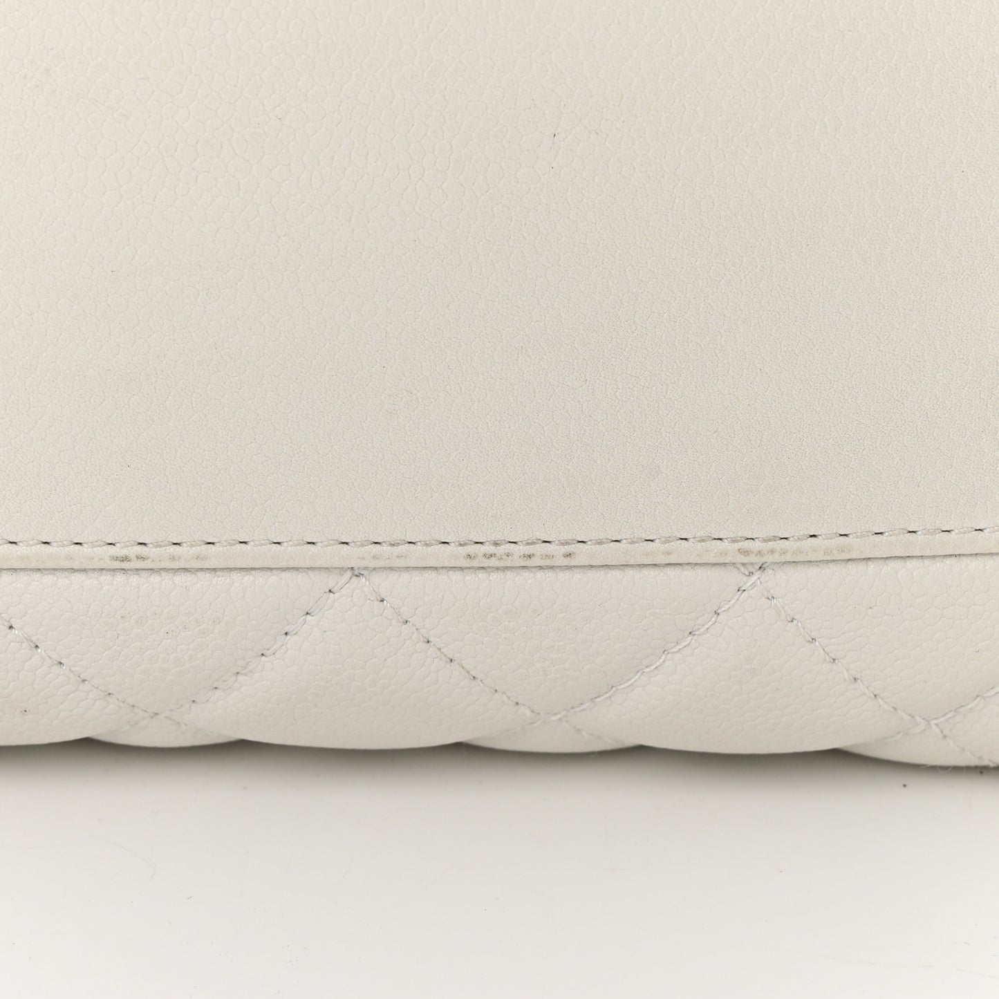 Caviar Quilted CC Timeless Bowler White