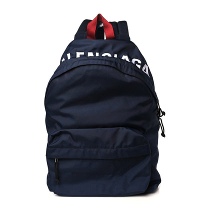 Balenciaga Sport Nylon Logo Embroidered Wheel Backpack Navy Blue Red 1 of 8