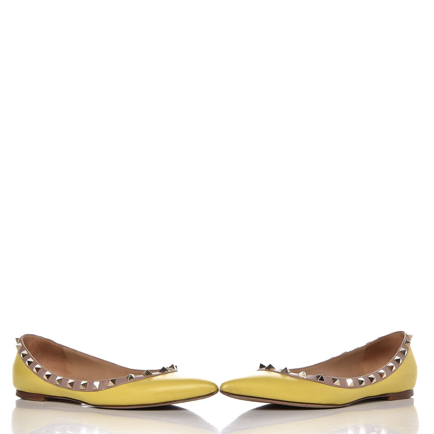 Nappa Rockstud Ballerina Flats 37 Naples Yellow Poudre