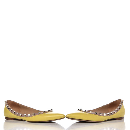Valentino Garavani Nappa Rockstud Ballerina Flats 37 Naples Yellow Poudre 10 of 12