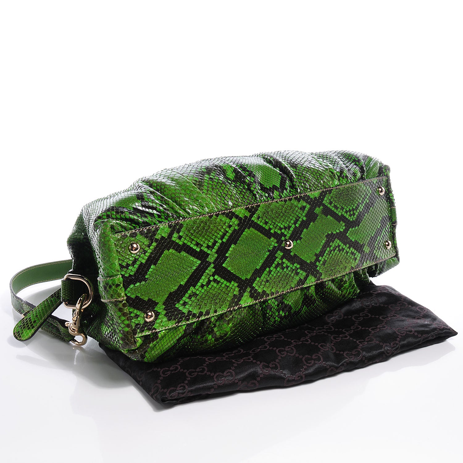 Gucci Python Pop Bamboo Top Handle Bag Green 4 of 8