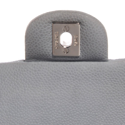 Chanel Iridescent Caviar Medium Double Flap Light Grey 6 of 9