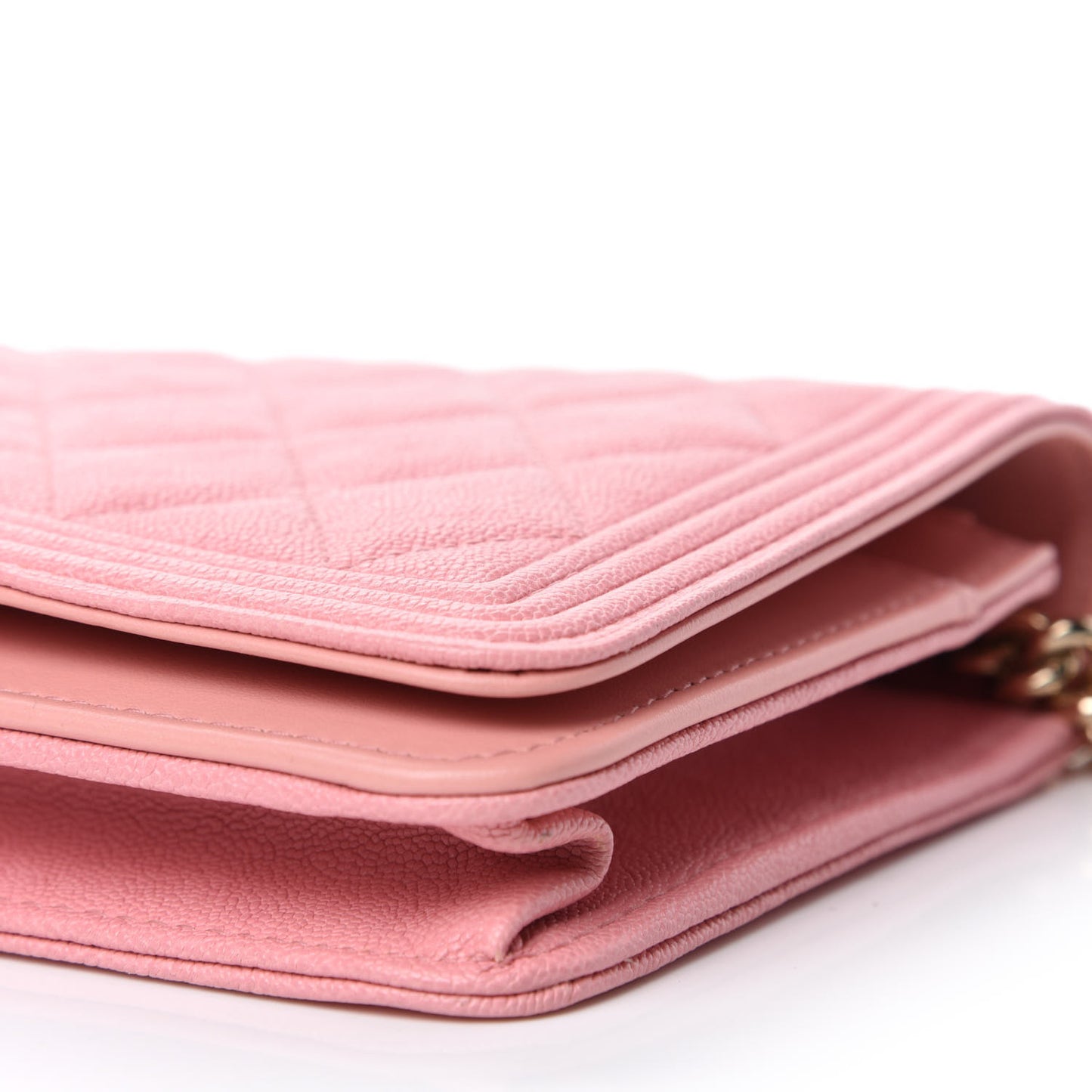 Caviar Quilted Boy Wallet On Chain WOC Light Pink