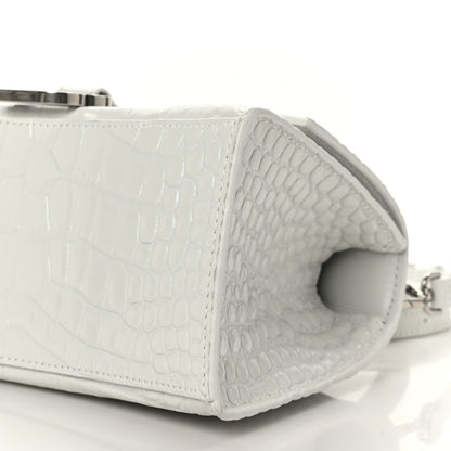 Balenciaga Calfskin Crocodile Embossed Small Hourglass Top Handle Bag White 9 of 9
