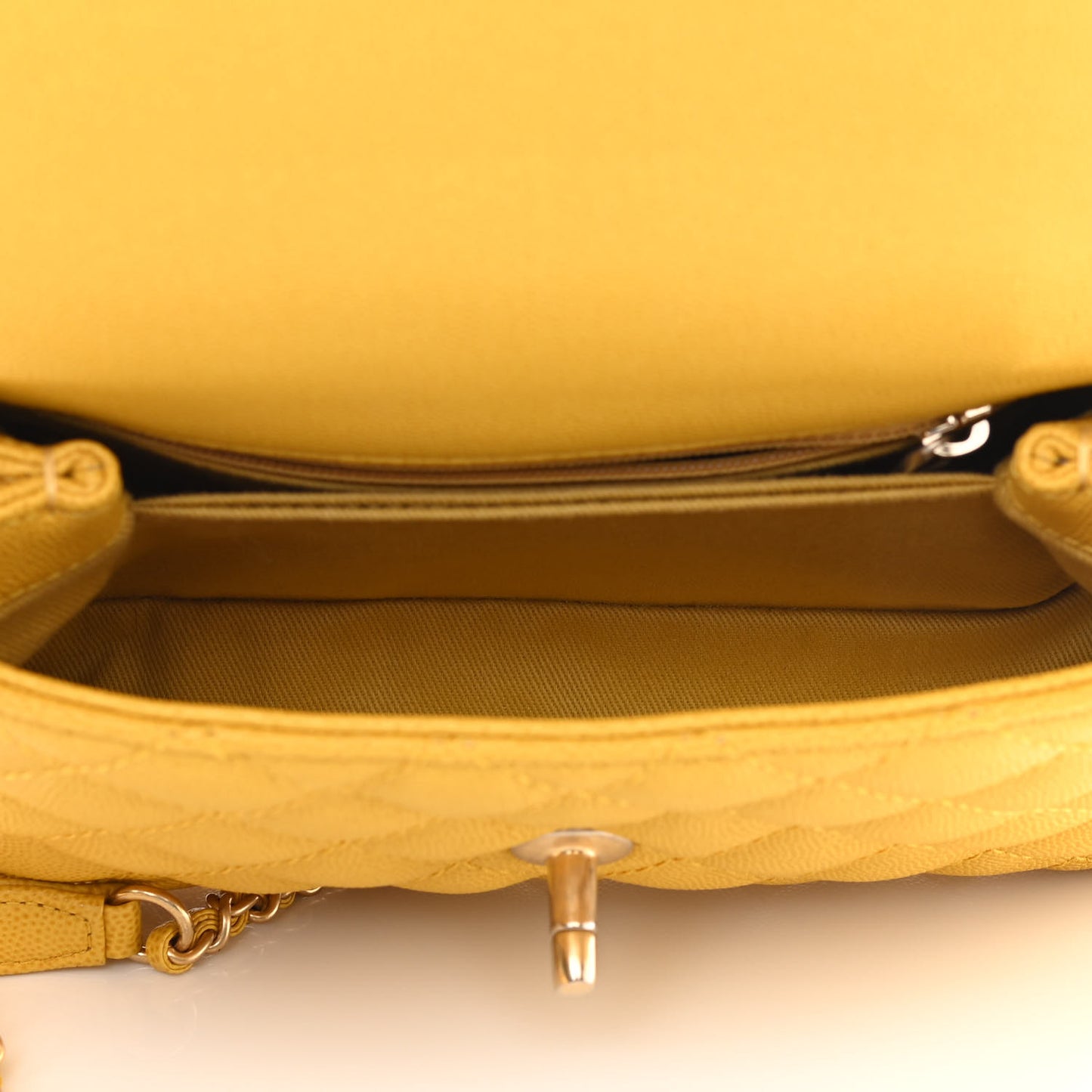 Caviar Quilted Mini Coco Handle Flap Yellow