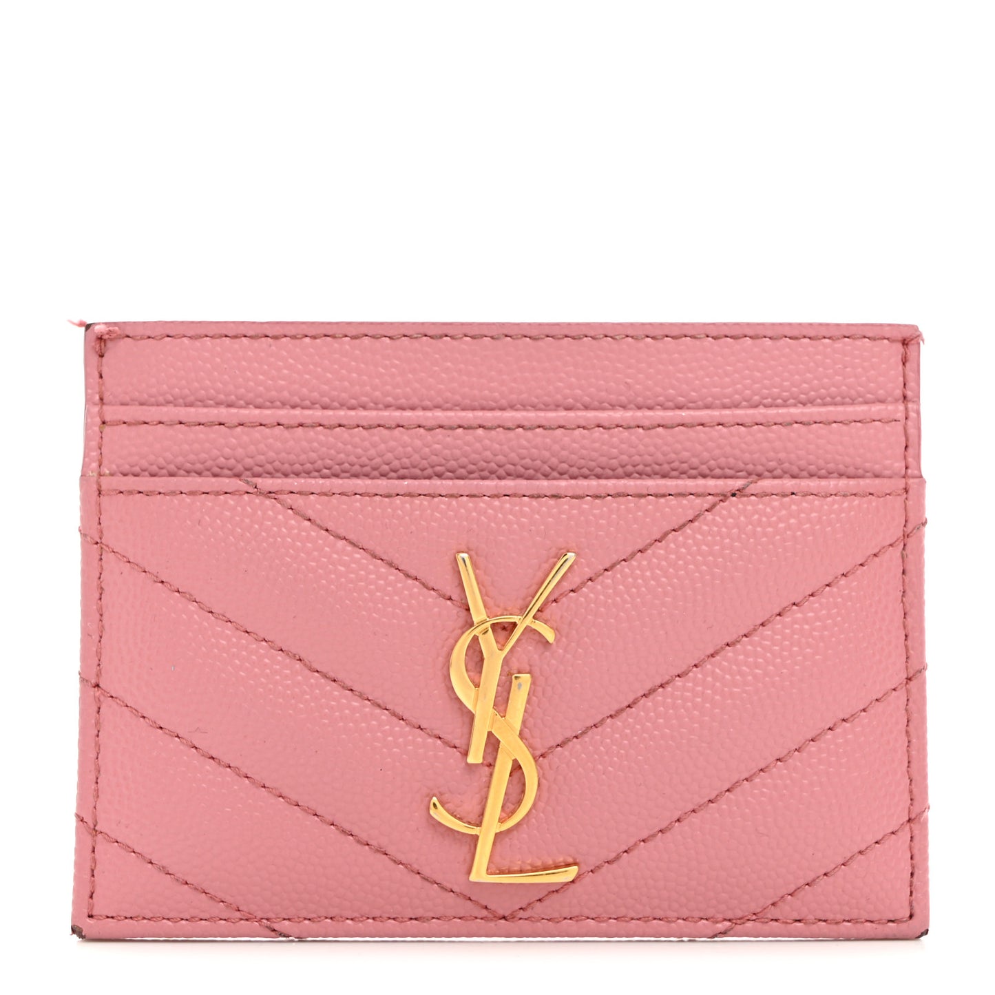 Grain De Poudre Matelasse Chevron Monogram Credit Card Case Dark Rose