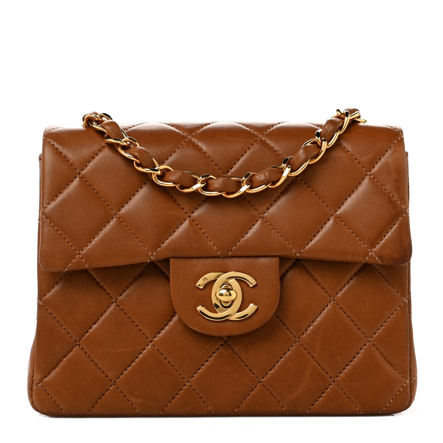 Chanel Lambskin Quilted Mini Square Flap Brown 1 of 9