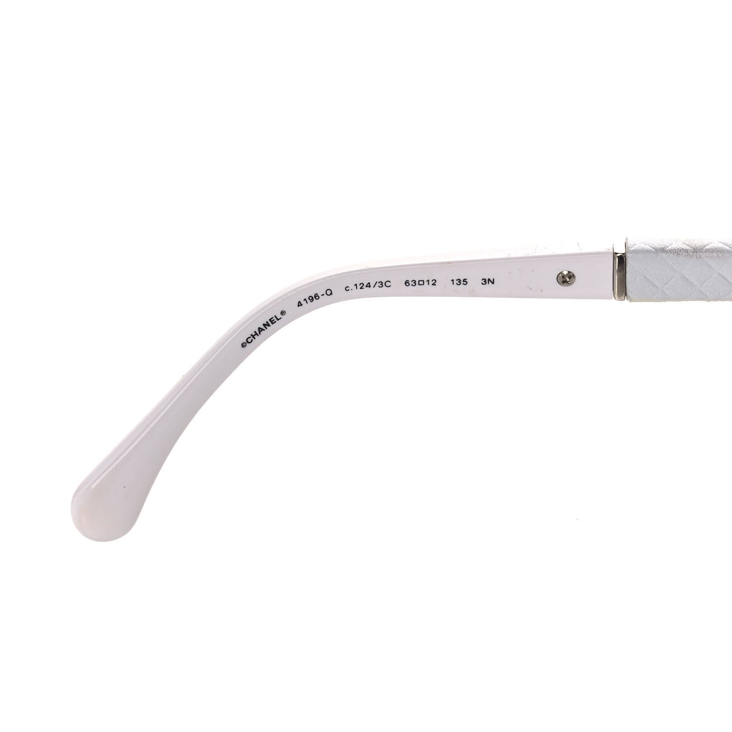 Lambskin Quilted CC Aviator Sunglasses 4195-Q White Silver