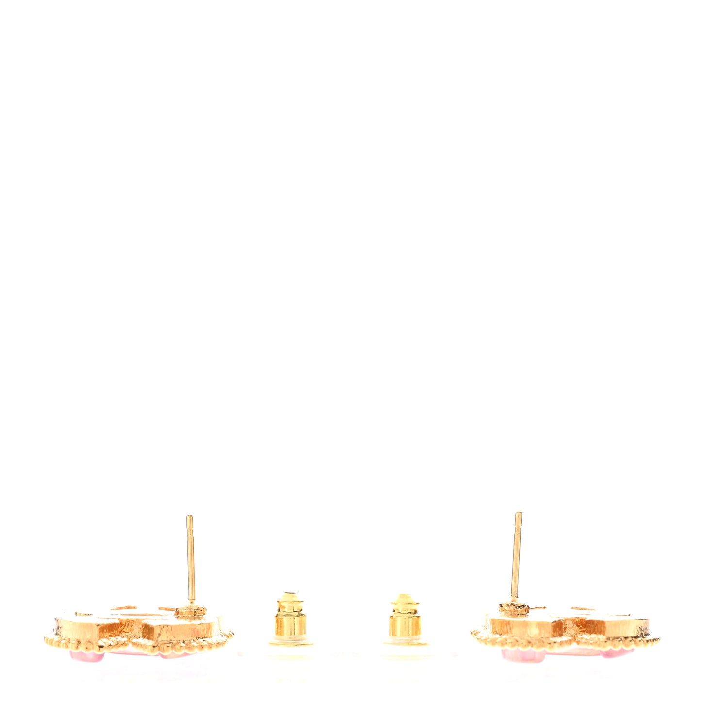 Metal Resin Rope CC Earrings Gold Pink