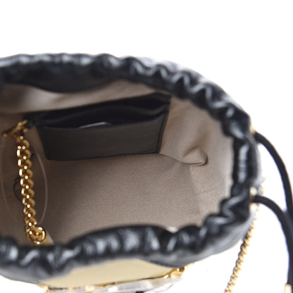 Gucci Calfskin Diagonal Striped Mini Zumi Bucket Bag Black Beige 4 of 7