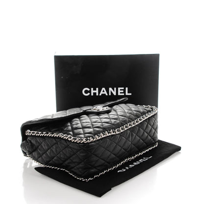 Chanel Washed Lambskin Quilted Maxi Chain Around Flap Black 4 of 7