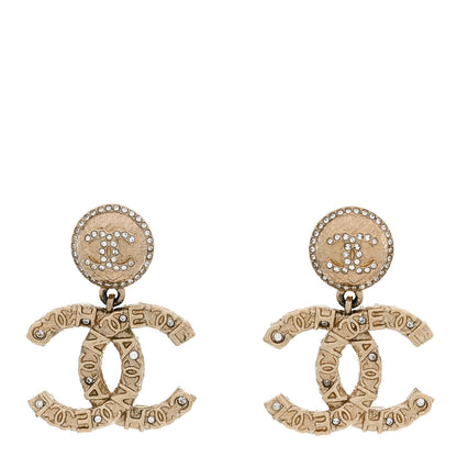 Chanel Crystal CC Drop Logo Earrings Gold 1 of 4