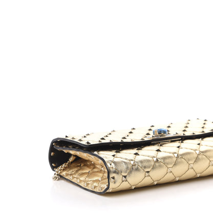 Valentino Garavani Metallic Nappa Rockstud Spike Wallet on Chain Mekong 6 of 10